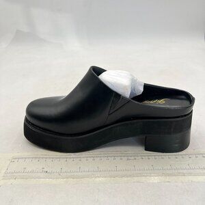 FOWT Black Round Toe Soft Insole Mules Block Low Heel Slip On Ladies Casual Shoe